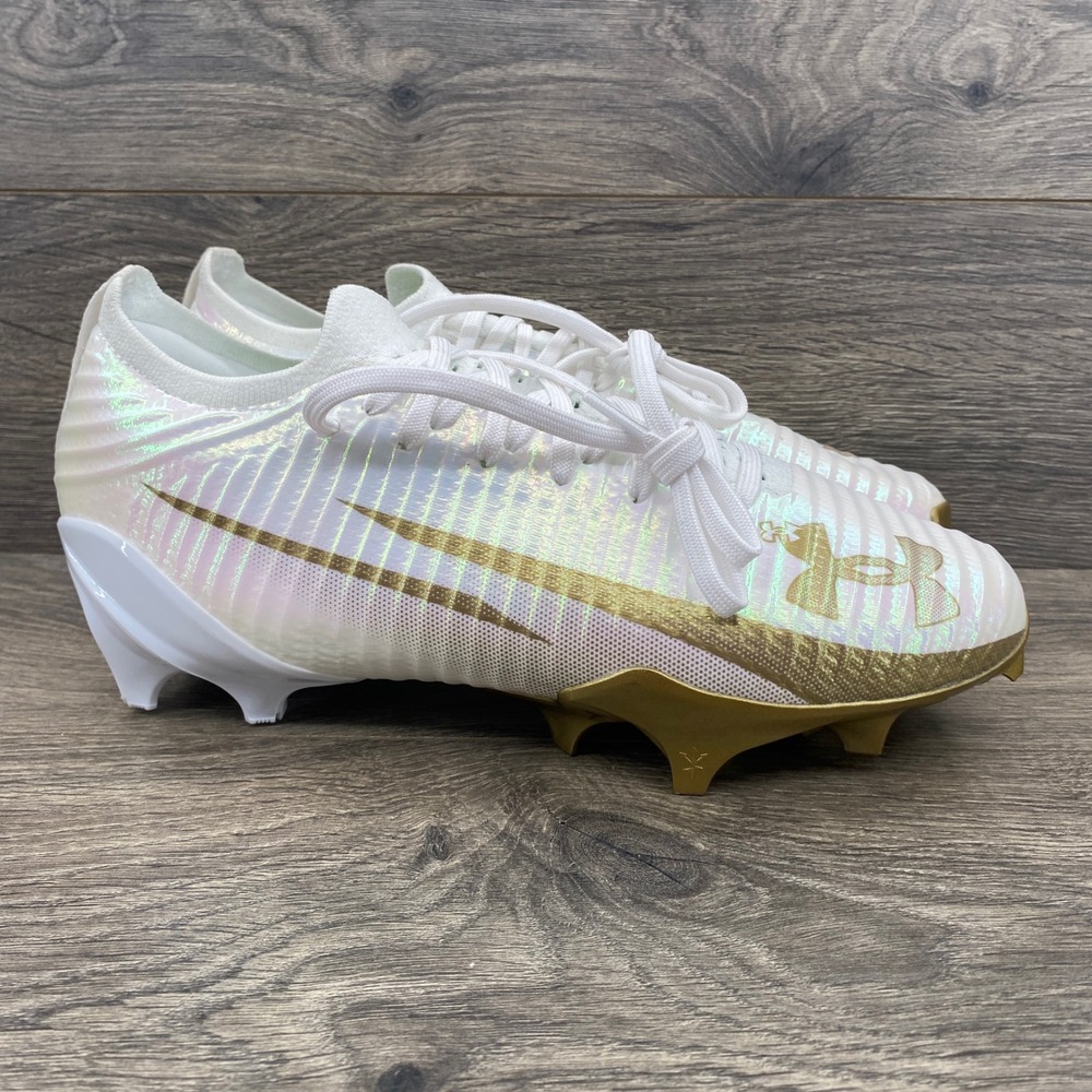 Under Armour Blur Smoke 2.0 MC Football Cleats Mens 8.5 White Gold Iridescent